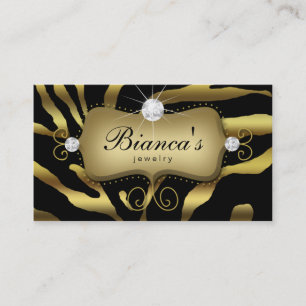 Schmuck Business Card Zebra Gold Diamonds Visitenkarte