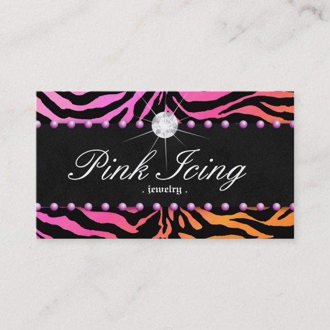 Schmuck Business Card Zebra Lila Dot Orange Rosa Visitenkarte (Vorderseite)