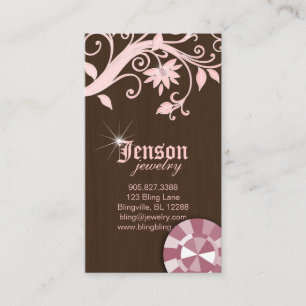 Schmuck Business Cards Blume Crystal Pink Sparkle Visitenkarte