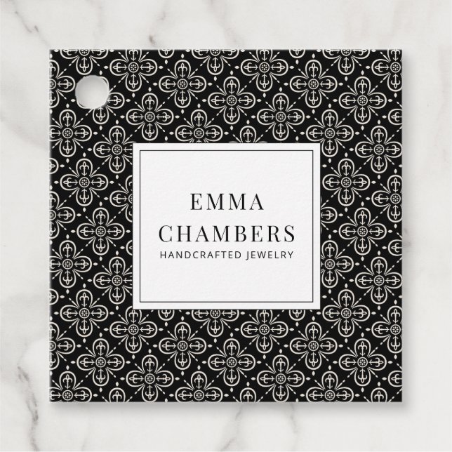 Schmuck Designer Schwarz-weiß Motif Muster Preis Geschenkanhänger (Vorderseite)