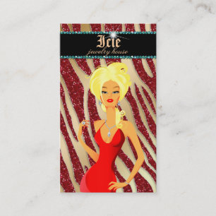 Schmuck-Diamantenrote Zebra-Schein-Goldblondine Visitenkarte