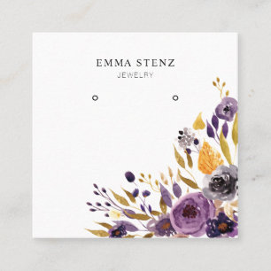 Schmuck-Display-Card verdienen ・ Lila Blume Quadratische Visitenkarte