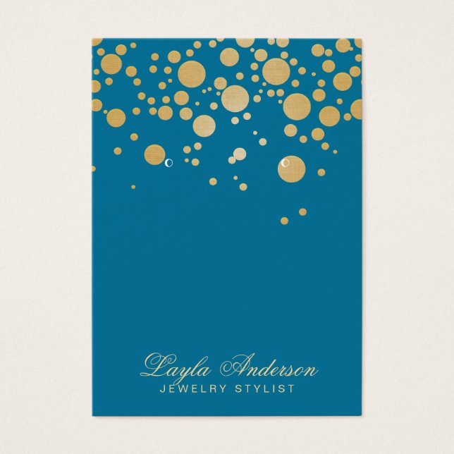 Schmuck Earring Display Card Gold Dots Blue (Vorderseite)