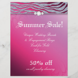 Schmuck Flyer Friseur Salon Zebra Sparkle Rosa