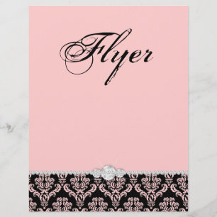 Schmuck Flyer Haarsalon Damask Baby Pink Klasse