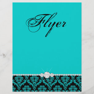 Schmuck Flyer Haarsalon Damask Black Blue Klasse