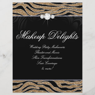 Schmuck Flyer Haarsalon Zebra Glitzer Gold