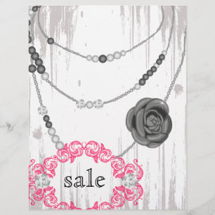 Schmuck Flyer Rosen Halskette Grau Rosa