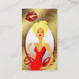 Schmuck-Frauen-Lippen'Gold verlässt Blondine Visitenkarte