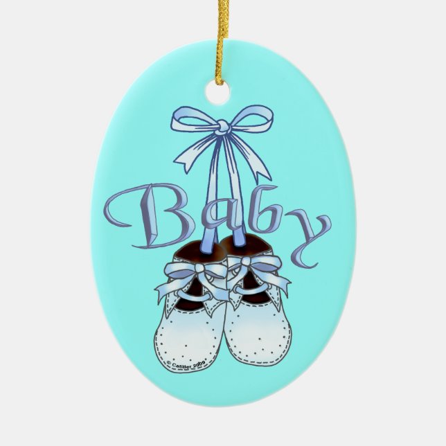 Schmuck für unsere Baby Boy Shoes Keramik Ornament (Vorne)
