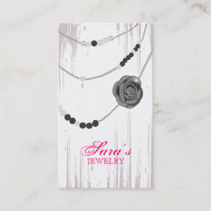 Schmuck-Geschäfts-Karten-Rosen-Halsketten-graues Visitenkarte