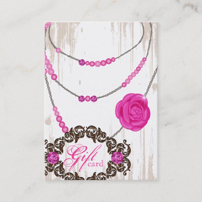 Schmuck Gift Card Rose Necklace Diamonds Pink Brow Rabattkarte (Vorderseite)
