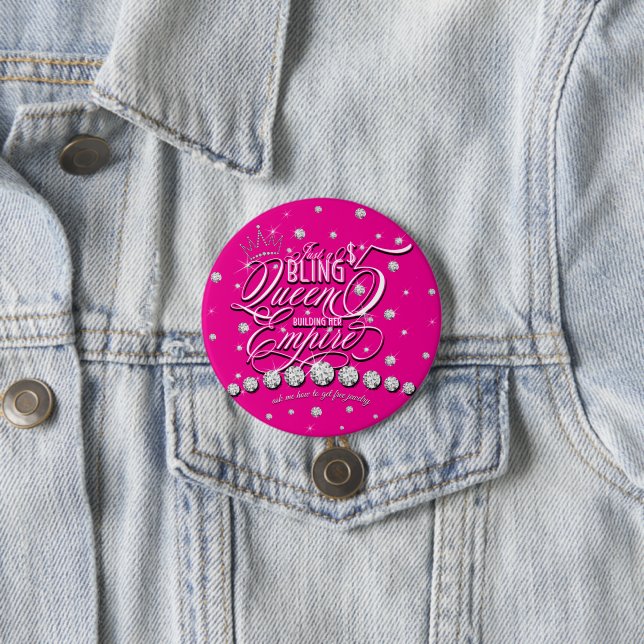 Schmuck Glitter Bling Königin Pink Button (Beispiel)