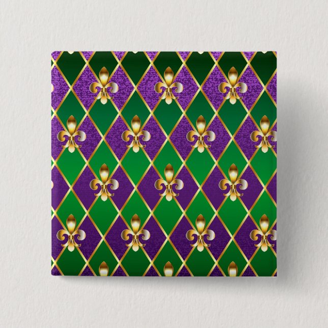 Schmuck Hintergrund Mardi Gras Button (Vorderseite)