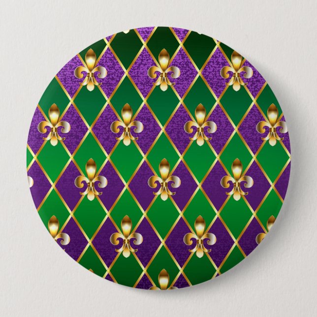 Schmuck Hintergrund Mardi Gras Button (Vorderseite)