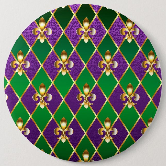 Schmuck Hintergrund Mardi Gras Button (Vorderseite)