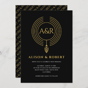 Schmuck, inspiriert Rahmen, Blatt und Initialen Ho Einladung