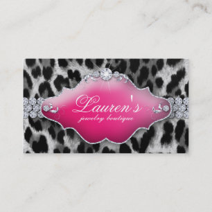 Schmuck Leopard Business Card Black Pink Visitenkarte