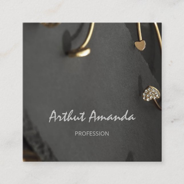 Schmuck Luxury Golden Ring Custom Logo Minimalismu Quadratische Visitenkarte (Vorderseite)