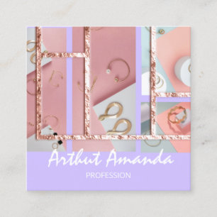 Schmuck Luxus Gold Perle Rose Rosa Lila Rahmen Quadratische Visitenkarte