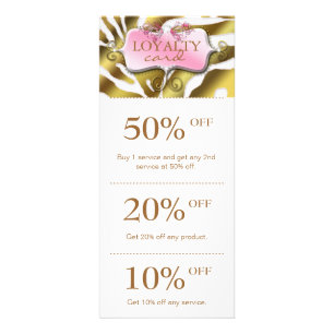 Schmuck Marketing Cards Pink Gold Zebra Salon Werbekarte