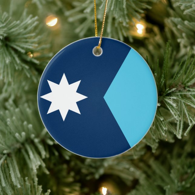 Schmuck mit der Flagge von Minnesota, USA Keramik Ornament (Baum)