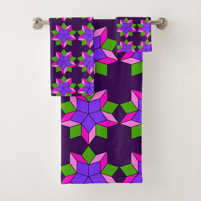 Schmuck mit violetten Blumen Badhandtuch Set (Insitu)