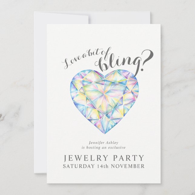Schmuck Party lädt Diamant-Liebe herunter Einladung (Vorderseite)
