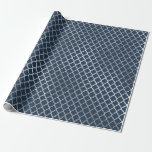 Schmuck Quatrefoil Art Deco Blue Navy Silver Geschenkpapier<br><div class="desc">Minimalismus und Elegance Glam und Chic Delicate Wrapping Paper</div>