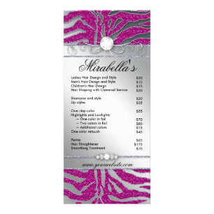 Schmuck Rack Card Zebra Luxury PInk Sparkle Silver Werbekarte