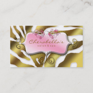 Schmuck Retro Business Card Zebra Pink Gold Visitenkarte