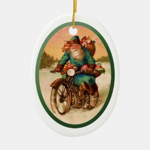 Schmuck-Santa auf Motorrad Keramikornament