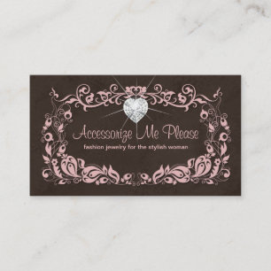 Schmuck-Visitenkarte-Rosa-Brownblumenherz Visitenkarte