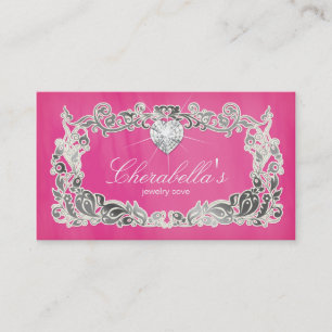 Schmuck-Visitenkarte-rosa silbernes mit Blumenherz Visitenkarte