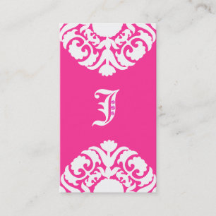 Schmuck-Visitenkarten Damask Monogram PInk Visitenkarte