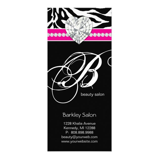 Schmuck Zebra Beauty Salon Wellness-Center Rosa Ra Werbekarte (Vorne)
