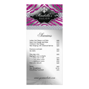 Schmuck Zebra Lilie Sparkle Hot Pink Menu Werbekarte