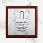 Schmuckbox mit Inspiration Rumi Quote Keepake Erinnerungskiste<br><div class="desc">Schönes RUMI Zitat in schwarzer Schrift auf einem eisblau-lila abstrakten Hintergrund. Eine schöne Torgrafik schmückt die Oberseite. Eine tolle Geschenkidee für jeden,  der in einer inspirierenden Box Kuchen oder Schmuck aufbewahren möchte.</div>