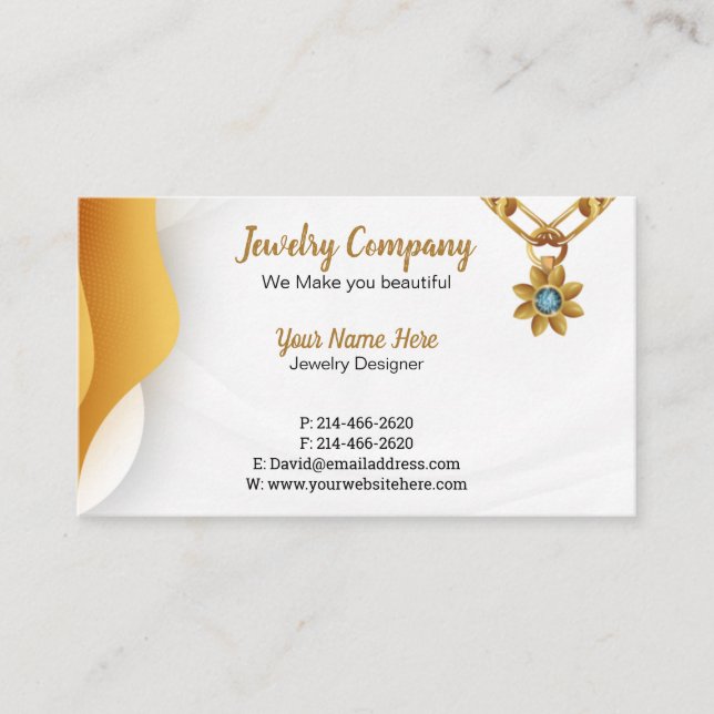 Schmuckdesigner / Verkäufer Visitenkarte (Vorderseite)