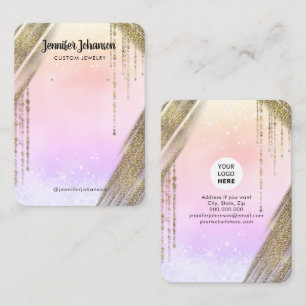 Schmuckhalter Ohrringe Roségold Glitter Regenbogen Visitenkarte