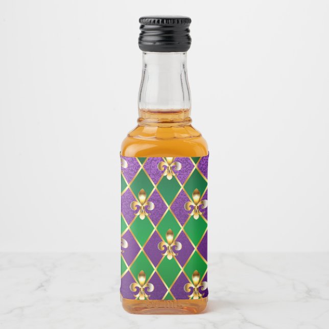 Schmuckhintergrund Mardi Gras Alkoholflaschenetikett (Vorderseite)