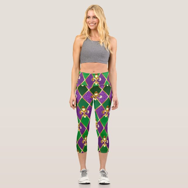 Schmuckhintergrund Mardi Gras Capri Leggings (Vorderseite)