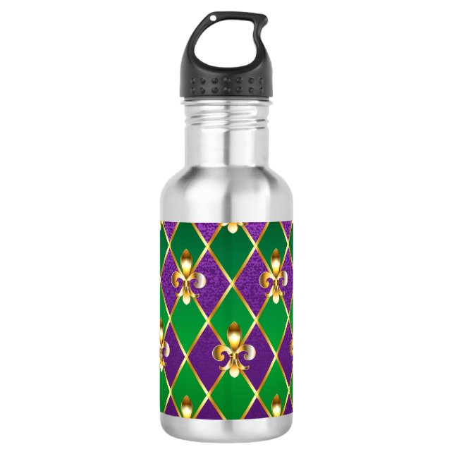 Schmuckhintergrund Mardi Gras Edelstahlflasche (Vorderseite)