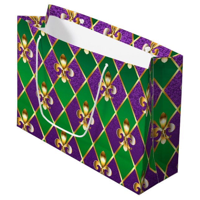Schmuckhintergrund Mardi Gras Große Geschenktüte (Vorderseite Schrägansicht)