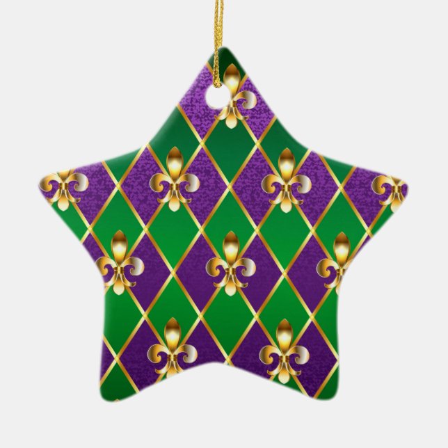 Schmuckhintergrund Mardi Gras Keramik Ornament (Vorne)
