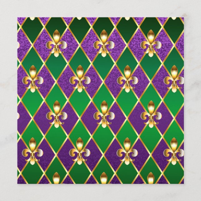 Schmuckhintergrund Mardi Gras Menükarte (Vorderseite)