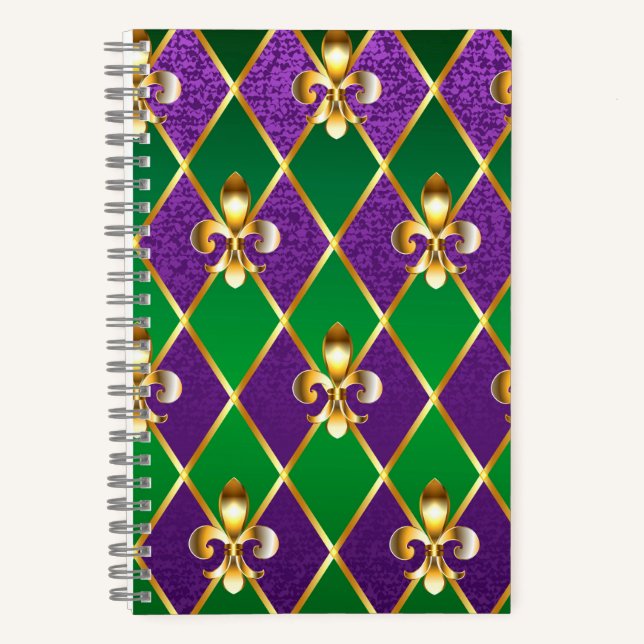 Schmuckhintergrund Mardi Gras Notizbuch (Vorderseite)