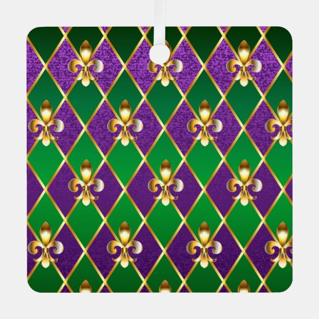 Schmuckhintergrund Mardi Gras Ornament Aus Metall (Vorderseite)