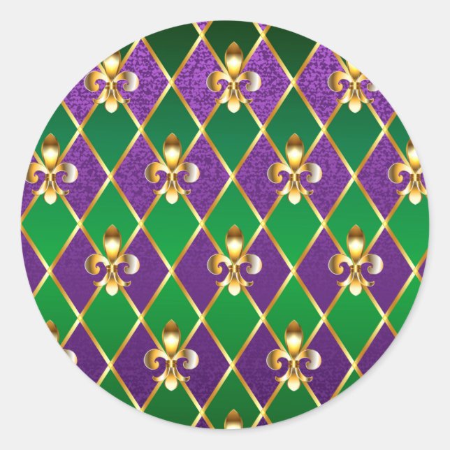 Schmuckhintergrund Mardi Gras Runder Aufkleber (Vorderseite)