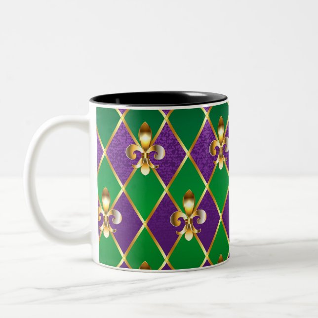Schmuckhintergrund Mardi Gras Zweifarbige Tasse (Links)
